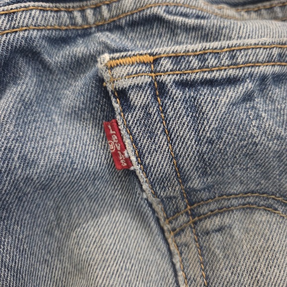 Levis 501 Jeans Mens 36x38 Blue Denim Straight Leg Button Fly Distressed Stained - Picture 13 of 16